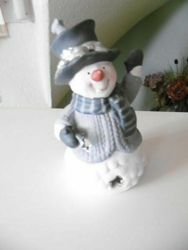 Windlicht schneemann weiss - windlicht,