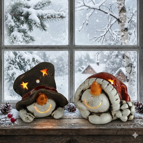 2er set windlicht schneemann - windlicht,