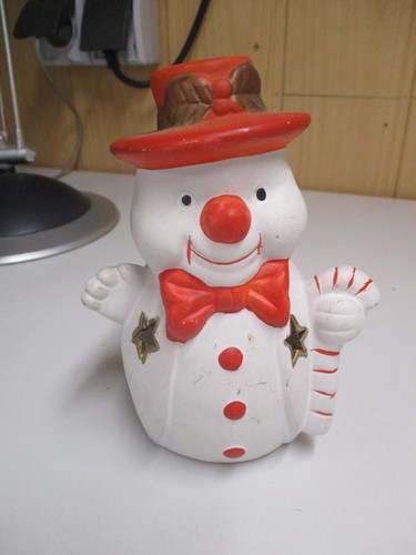 Windlicht schneemann aus ton - schneemann,