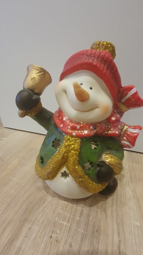 Windlicht schneemann grün - schneemann,